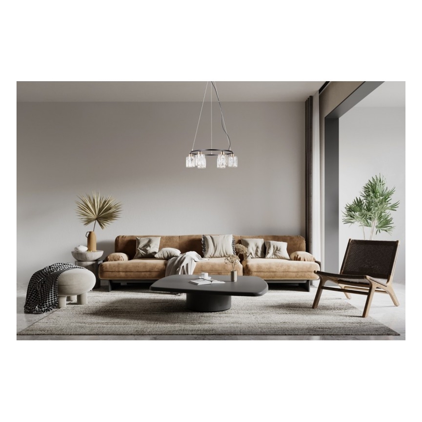 ITALUX - Lustre suspenso por cabo SIMONA 6xE14/40W/230V preto/dourado