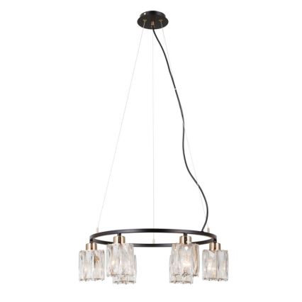 ITALUX - Lustre suspenso por cabo SIMONA 6xE14/40W/230V preto/dourado