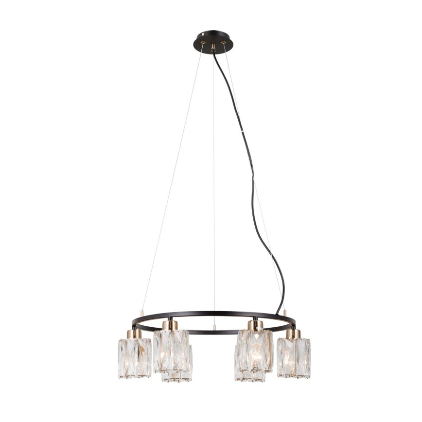 ITALUX - Lustre suspenso por cabo SIMONA 6xE14/40W/230V preto/dourado