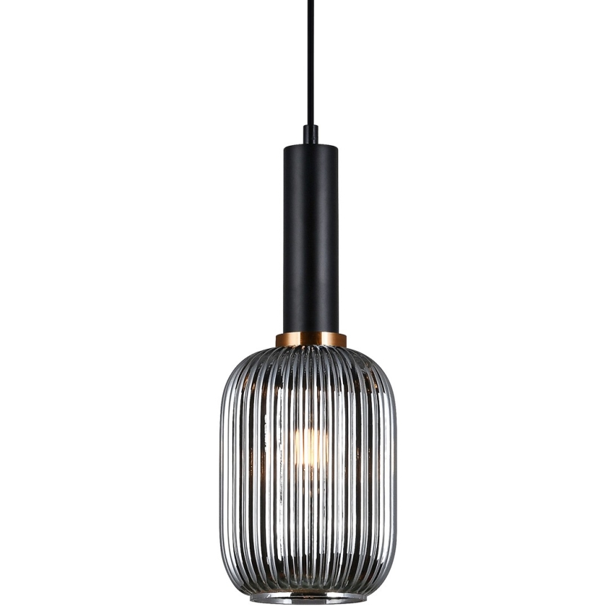 ITALUX - Candeeiro de teto suspenso ANTIOLA 1xE27/40W/230V diâmetro 15 cm preto