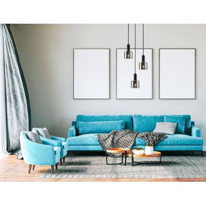 ITALUX - Candelabro suspenso SANTIA 3xE27/40W/230V preto