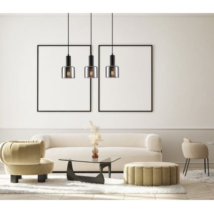 ITALUX - Candelabro suspenso SANTIA 3xE27/40W/230V preto