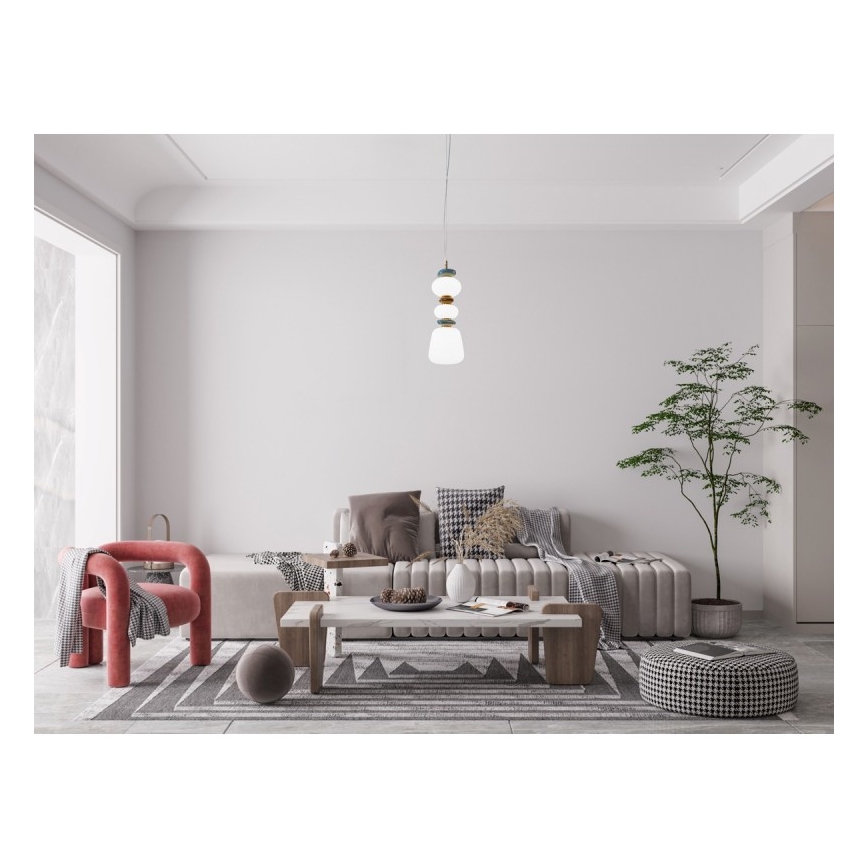 ITALUX - Lustre LED suspenso por cabo EVANS LED/15W/230V 3000K dourado/azul