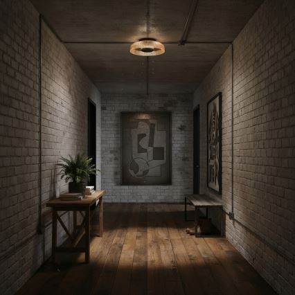 ITALUX - Candeeiro de tecto LED PASSO LED/8W/230V 3000K diâmetro 25 cm bege fumado