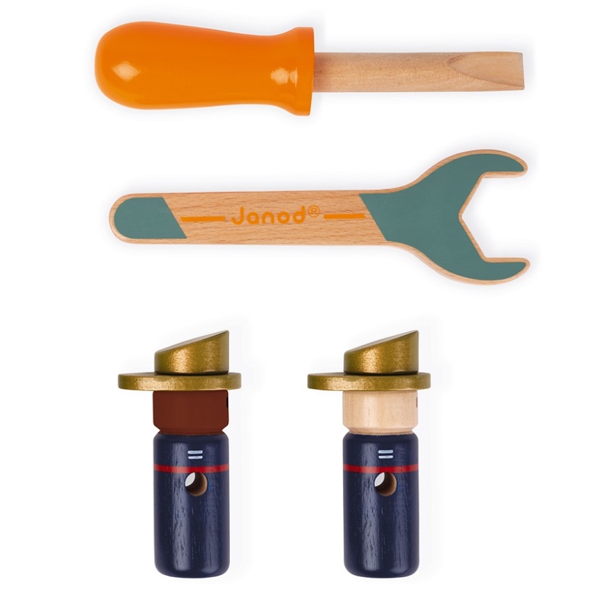 Janod - Conjunto de construção em madeira BRICOKIDS carro de bombeiros