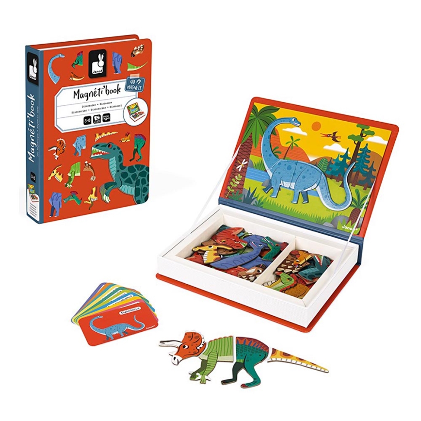 Janod - Conjunto interativo magnético MAGNETIBOOK dinossauros