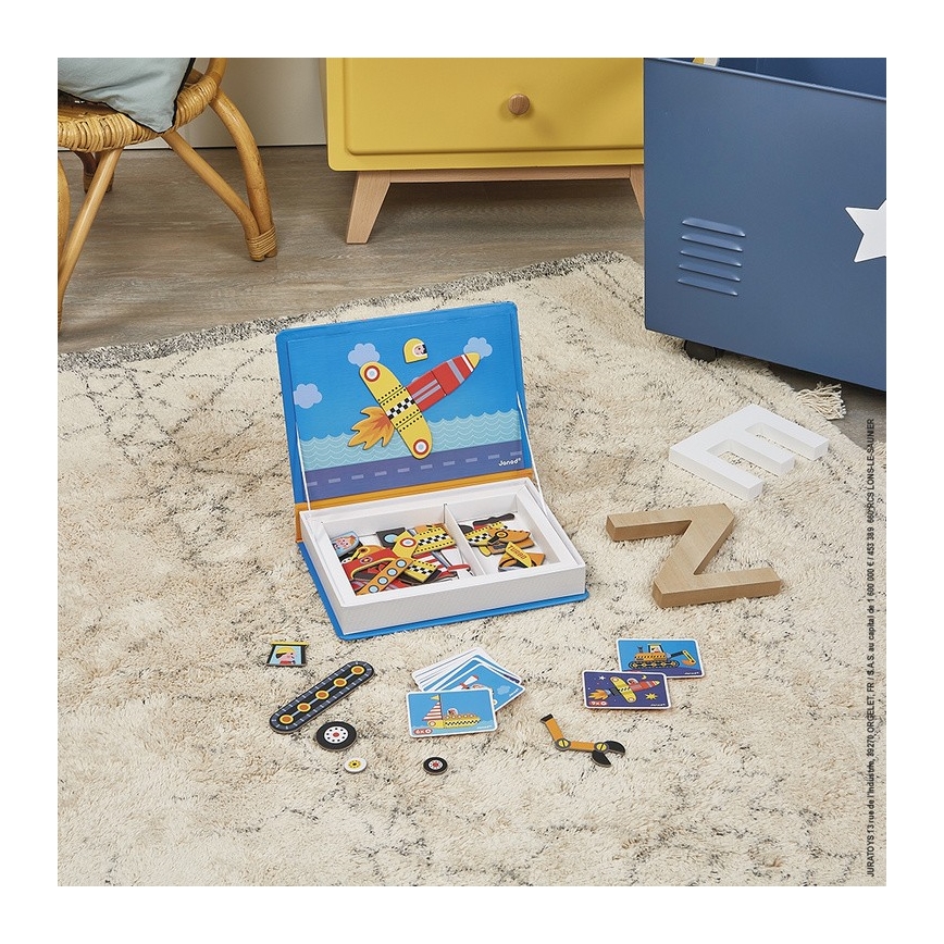 Janod - Conjunto interativo magnético MAGNETIBOOK veículos de transporte