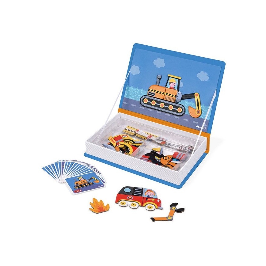 Janod - Conjunto interativo magnético MAGNETIBOOK veículos de transporte