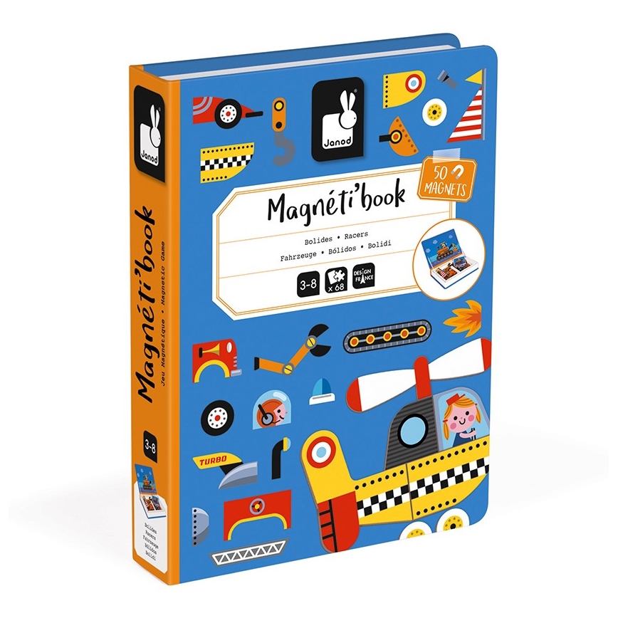 Janod - Conjunto interativo magnético MAGNETIBOOK veículos de transporte