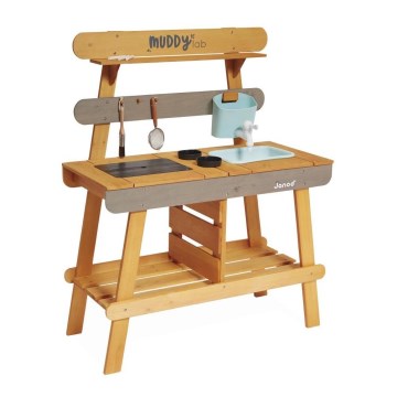 Janod - Cozinha de Brincar em Madeira ao Ar Livre MUDDY LAB