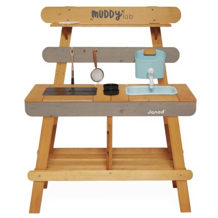 Janod - Cozinha de Brincar em Madeira ao Ar Livre MUDDY LAB