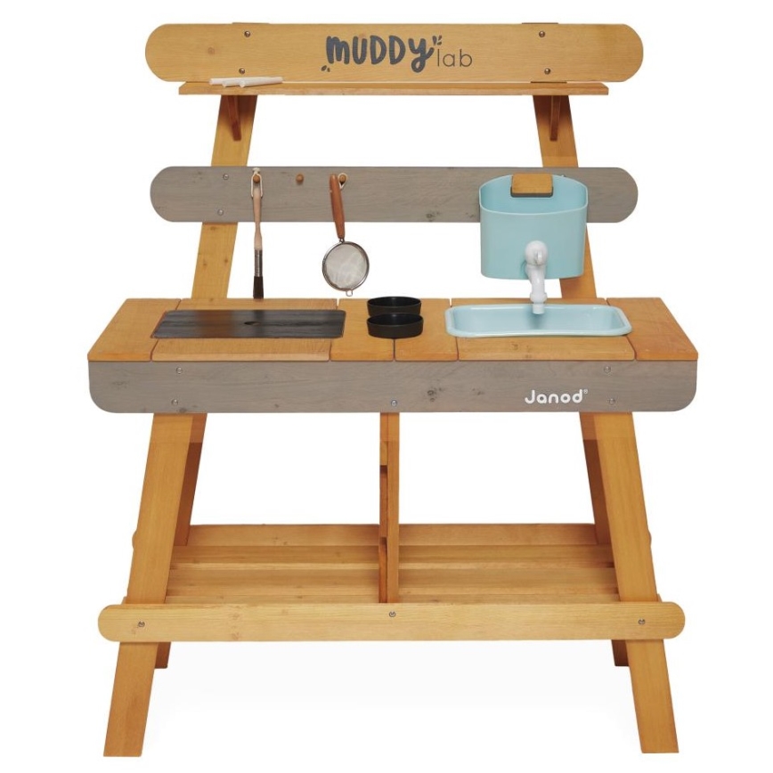 Janod - Cozinha de Brincar em Madeira ao Ar Livre MUDDY LAB