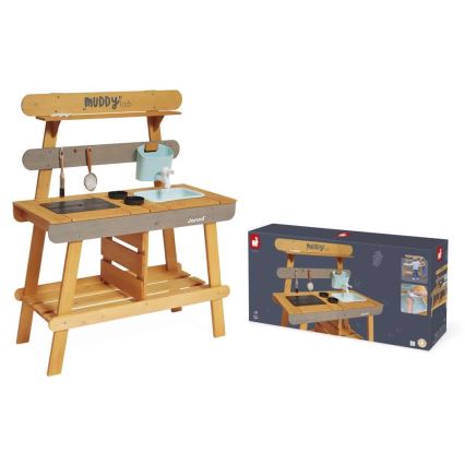 Janod - Cozinha de Brincar em Madeira ao Ar Livre MUDDY LAB