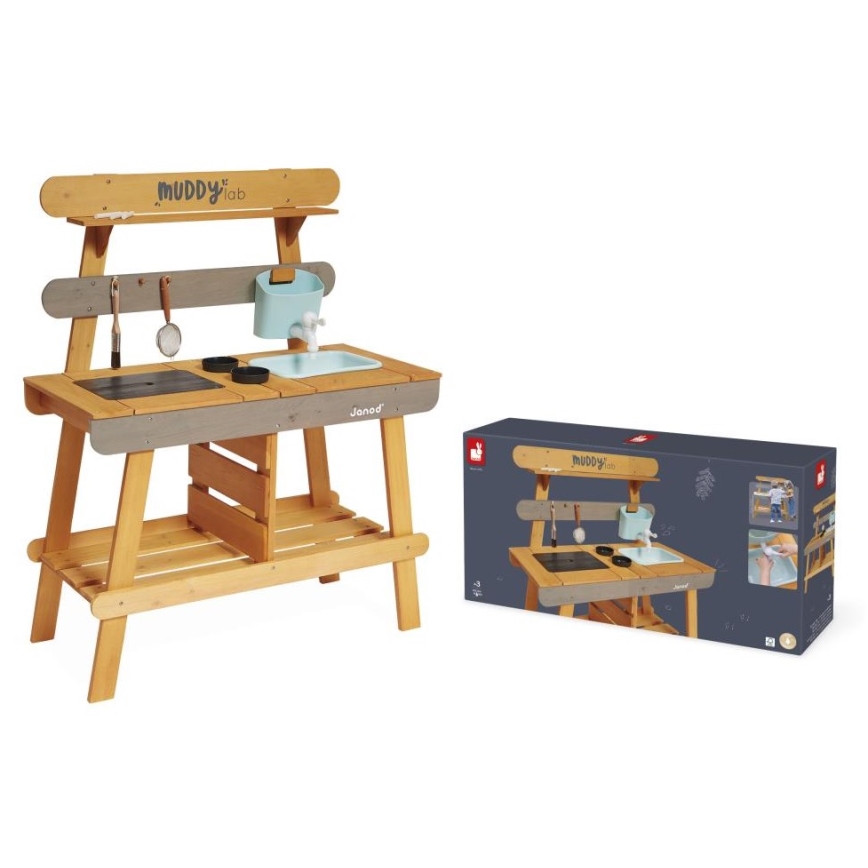 Janod - Cozinha de Brincar em Madeira ao Ar Livre MUDDY LAB
