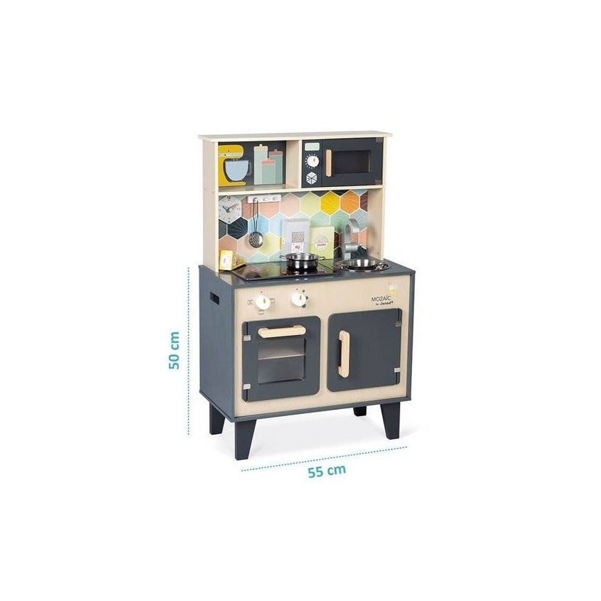 Janod - Cozinha de madeira com placa LED MOZAIC 2xLR6