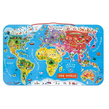 Janod - Mapa magnética do mundo em inglês