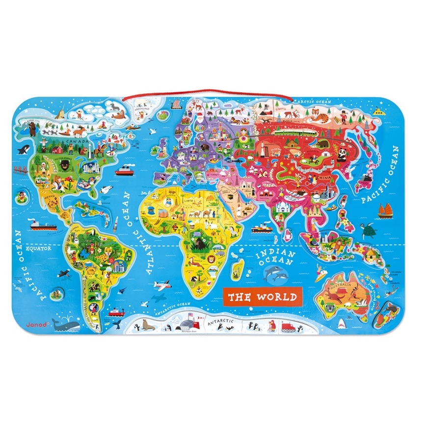 Janod - Mapa magnética do mundo em inglês