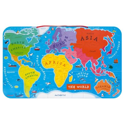 Janod - Mapa magnética do mundo em inglês