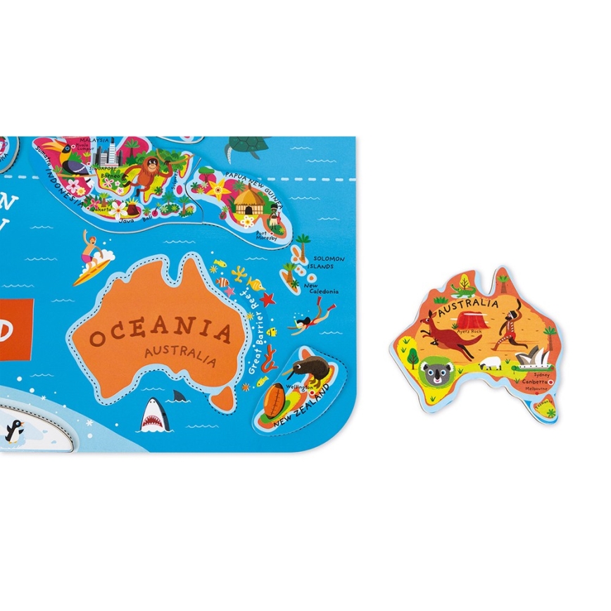 Janod - Mapa magnética do mundo em inglês