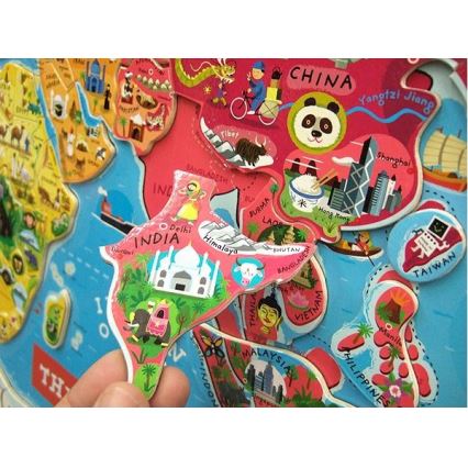 Janod - Mapa magnética do mundo em inglês