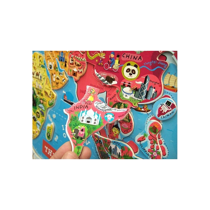 Janod - Mapa magnética do mundo em inglês