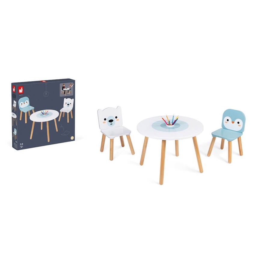 Janod - Mesa de madeira com cadeiras