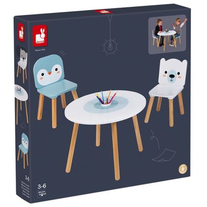 Janod - Mesa de madeira com cadeiras