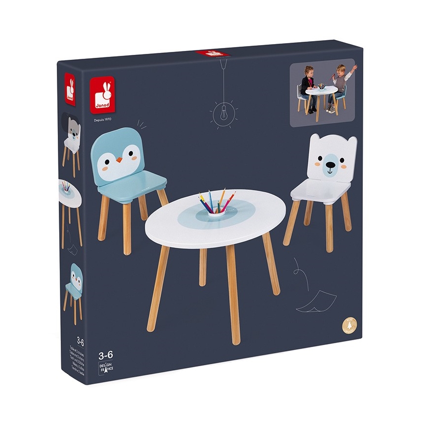 Janod - Mesa de madeira com cadeiras