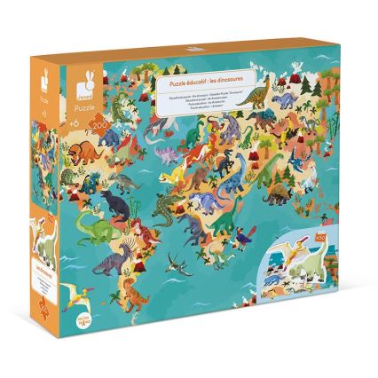 Janod - Puzzle educativo para crianças 200 pcs dinossauros