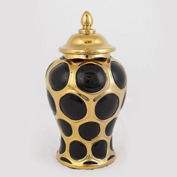 Jarra de cerâmica 27,6x15 cm dourado/preto