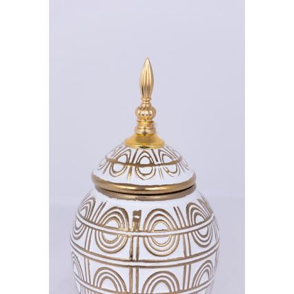Jarra de cerâmica 28x15 cm dourado/branco
