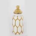 Jarra de cerâmica 31x12,5 cm dourado/branco