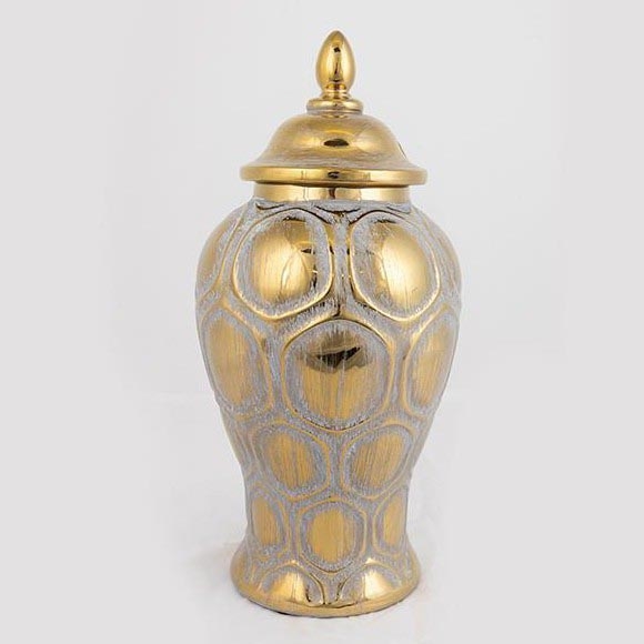 Jarra de cerâmica 33,8x16 cm dourado/prateado