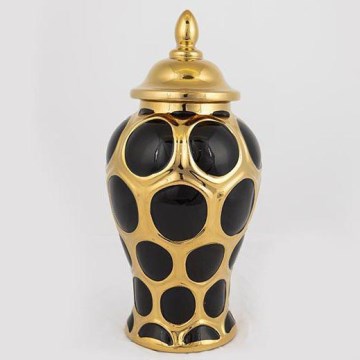 Jarra de cerâmica 33,8x16 cm dourado/preto