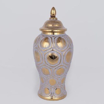 Jarra de cerâmica 35x18,5 cm dourado/cinzento