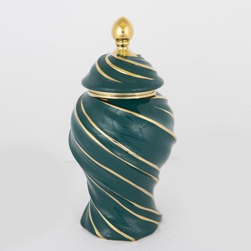 Jarra de cerâmica 35x18,5 cm dourado/verde