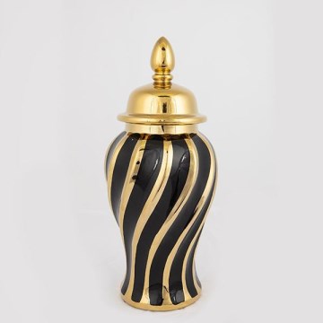 Jarra de cerâmica 36,5x16 cm dourado/preto