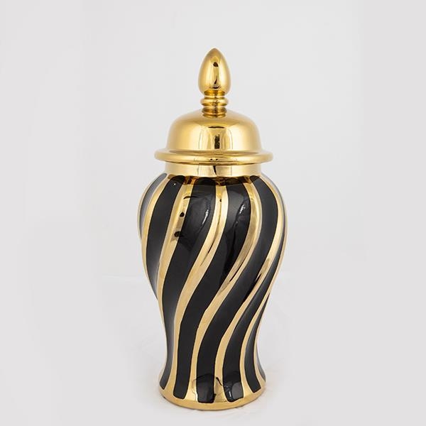 Jarra de cerâmica 36,5x16 cm dourado/preto