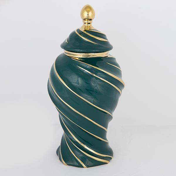 Jarra de cerâmica 41x20 cm dourado/verde