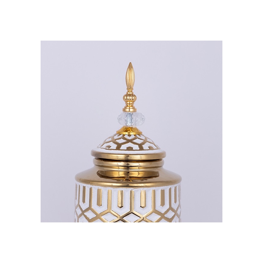 Jarra de cerâmica 45,7x16,9 cm dourado/branco