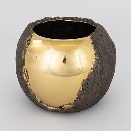 Jarro de flores diâmetro 18,5 cm dourado/castanho