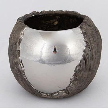 Jarro de flores diâmetro 18,5 cm prateado/castanho