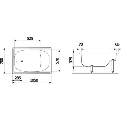 JIKA H2340000000001 - Banheira com assento RIGA 105x70 aço/branco