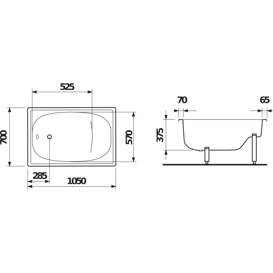 JIKA H2340000000001 - Banheira com assento RIGA 105x70 aço/branco