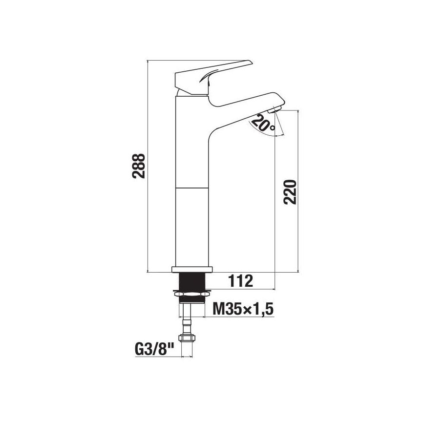 JIKA H3111W80041201 - Misturadora para lavatório CUBE 28,8 cm cromo brilhante