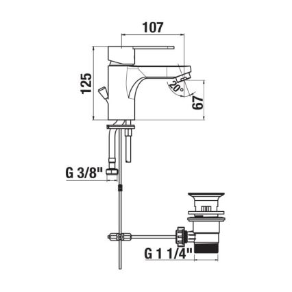 JIKA H3111Z10041111 - Misturador para lavatório com válvula de escoamento e transbordo LYRA 12,5 cm cromo brilhante