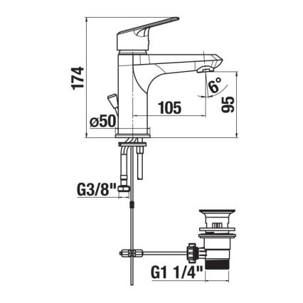 JIKA H3112E10041171 - Misturador para lavatório + válvula sem transbordamento TALAS 17,4 cm cromo brilhante