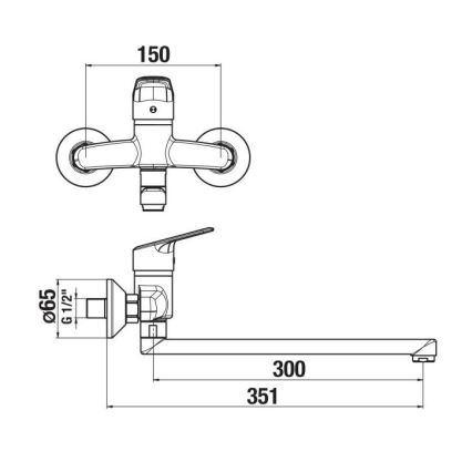 JIKA H3112E70042401 - Misturadora para lavatório TALAS 15x35,1 cm cromo brilhante