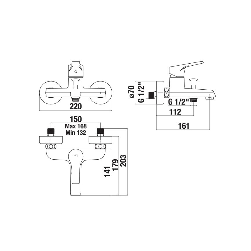 JIKA H3211W70044001 - Misturadora de banheira CUBE cromo brilhante