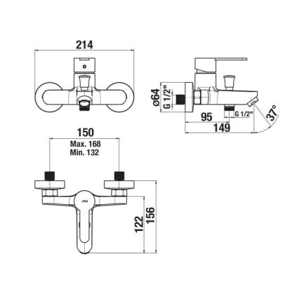 JIKA H3211Z70044001 - Misturadora de banheira LYRA cromo brilhante